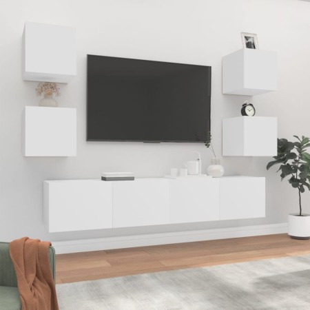 Set de muebles para TV 6 piezas madera contrachapada blanco en Muebles TV | Comprar online en Foru.es