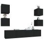 Set de muebles para TV 6 piezas madera contrachapada negro en Muebles TV | Comprar online en Foru.es