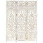 Biombo 3 paneles tallado a mano madera mango blanco 120x165 cm de vidaXL, Divisores de ambientes - Ref: Foro24-285330, Precio...