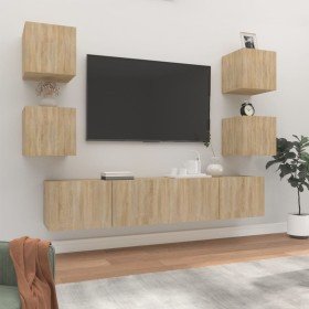 Set de muebles para TV 6 pzas madera contrachapada roble sonoma en Muebles TV | Comprar online en Foru.es