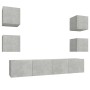 Set de muebles de TV 6 pzas madera contrachapada gris hormigón en Muebles TV | Comprar online en Foru.es