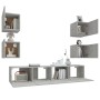 Set de muebles de TV 6 pzas madera contrachapada gris hormigón en Muebles TV | Comprar online en Foru.es