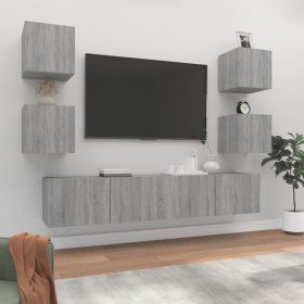 Set de muebles para TV 6 pzas madera contrachapada gris Sonoma en Muebles TV | Comprar online en Foru.es