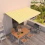 Toldo retráctil automático amarillo y blanco 500x300 cm de vidaXL, Toldos - Ref: Foro24-3068948, Precio: 467,82 €, Descuento: %