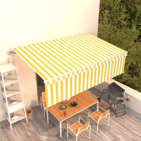 Toldo automático retráctil con persiana amarillo y blanco 5x3 m de vidaXL, Toldos - Ref: Foro24-3069348, Precio: 507,79 €, De...