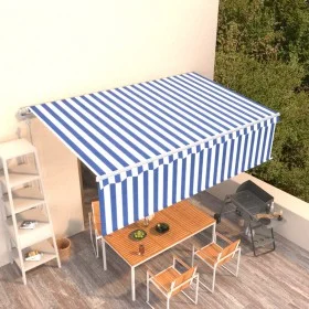 Automatisch einziehbare Markise mit blau-weißem Rollo 5x3 m von vidaXL, Markisen - Ref: Foro24-3069346, Preis: 512,31 €, Raba...