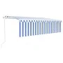 Automatic retractable awning with blue and white blind 5x3 m by vidaXL, Awnings - Ref: Foro24-3069346, Price: 512,31 €, Disco...