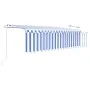 Automatic retractable awning with blue and white blind 5x3 m by vidaXL, Awnings - Ref: Foro24-3069346, Price: 512,31 €, Disco...