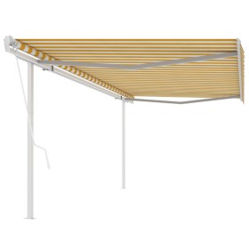 Toldo retráctil automático con postes amarillo y blanco 5x3 m de vidaXL, Toldos - Ref: Foro24-3069988, Precio: 587,50 €, Desc...