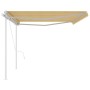 Toldo retráctil automático con postes amarillo y blanco 5x3 m de vidaXL, Toldos - Ref: Foro24-3069988, Precio: 587,50 €, Desc...