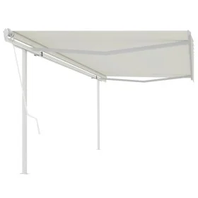 Toldo retráctil automático con postes crema 5x3 m de vidaXL, Toldos - Ref: Foro24-3069987, Precio: 581,08 €, Descuento: %
