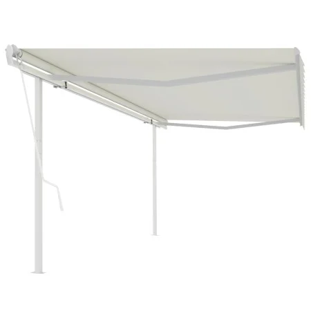 Toldo retráctil automático con postes crema 5x3 m de vidaXL, Toldos - Ref: Foro24-3069987, Precio: 581,08 €, Descuento: %