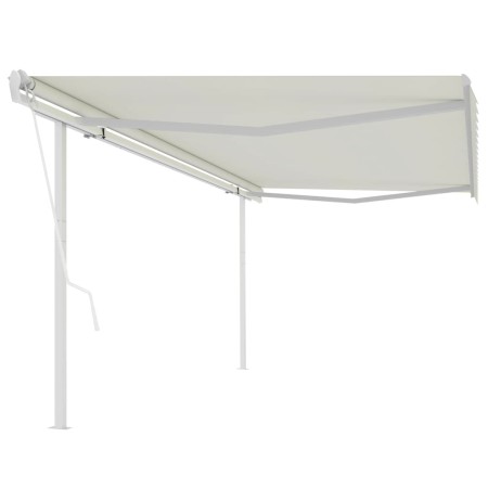 Toldo retráctil automático con postes crema 5x3 m de vidaXL, Toldos - Ref: Foro24-3069987, Precio: 614,78 €, Descuento: %