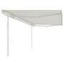 Toldo retráctil automático con postes crema 5x3 m de vidaXL, Toldos - Ref: Foro24-3069987, Precio: 581,08 €, Descuento: %