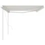 Toldo retráctil automático con postes crema 5x3 m de vidaXL, Toldos - Ref: Foro24-3069987, Precio: 581,08 €, Descuento: %