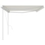 Toldo retráctil automático con postes crema 5x3 m de vidaXL, Toldos - Ref: Foro24-3069987, Precio: 614,78 €, Descuento: %