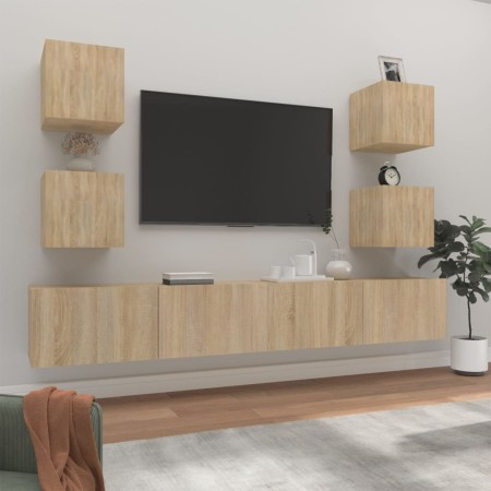 Set de muebles para TV 6 pzas madera contrachapada roble sonoma en Muebles TV | Comprar online en Foru.es