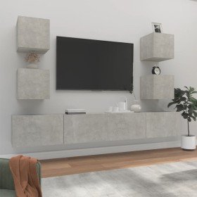 Set de muebles de TV 6 pzas madera contrachapada gris hormigón en Muebles TV | Comprar online en Foru.es