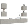Set de muebles de TV 6 pzas madera contrachapada gris hormigón en Muebles TV | Comprar online en Foru.es