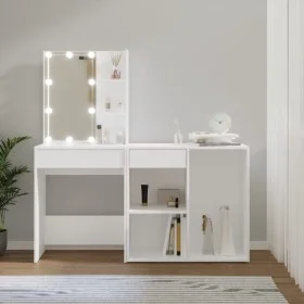Tocador con LED y armario madera contrachapada blanco de vidaXL, Tocadores para dormitorios - Ref: Foro24-3082017, Precio: 13...