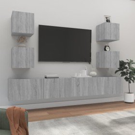 Set de muebles para TV 6 pzas madera contrachapada gris Sonoma en Muebles TV | Comprar online en Foru.es