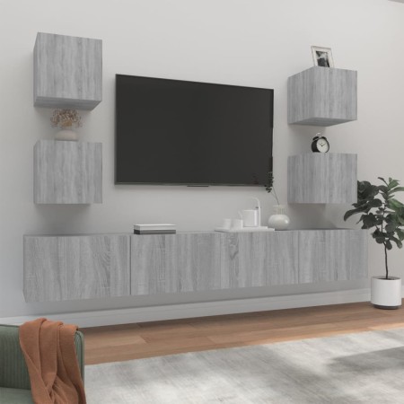 Set de muebles para TV 6 pzas madera contrachapada gris Sonoma en Muebles TV | Comprar online en Foru.es