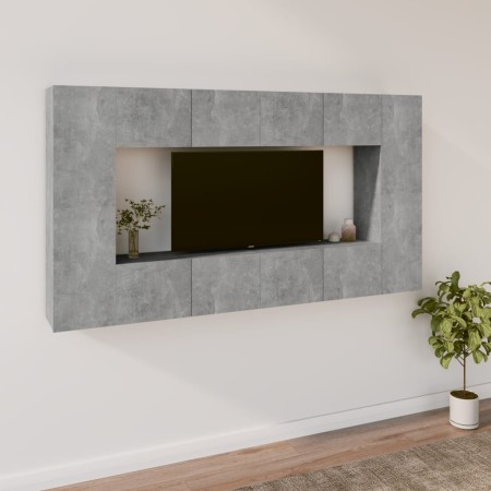 Set de muebles de TV 8 pzas madera contrachapada gris hormigón en Muebles TV | Comprar online en Foru.es