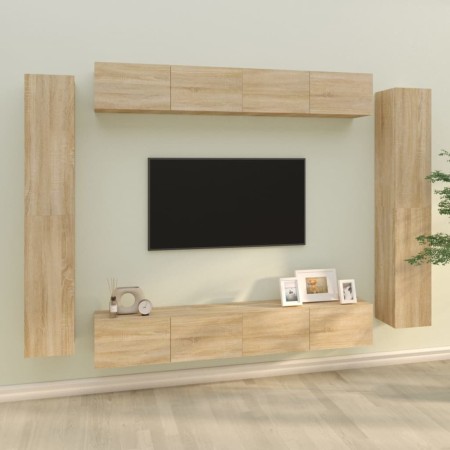 Set de muebles para TV 8 pzas madera contrachapada roble Sonoma en Muebles TV | Comprar online en Foru.es