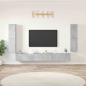 Set de muebles de TV 7 pzas madera contrachapada gris hormigón en Muebles TV | Comprar online en Foru.es