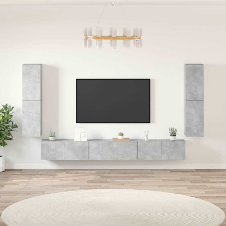 Set de muebles de TV 7 pzas madera contrachapada gris hormigón en Muebles TV | Comprar online en Foru.es