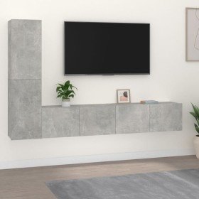 Set de muebles de TV 4 pzas madera contrachapada gris hormigón en Muebles TV | Comprar online en Foru.es