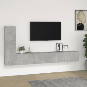 Set de muebles de TV 3 pzas madera contrachapada gris hormigón en Muebles TV | Comprar online en Foru.es