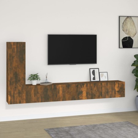 Set de muebles de TV 3 pzas madera contrachapada roble ahumado en Muebles TV | Comprar online en Foru.es