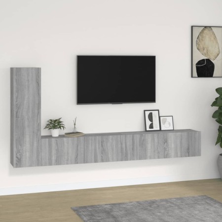 Set de muebles para TV 3 pzas madera contrachapada gris Sonoma en Muebles TV | Comprar online en Foru.es