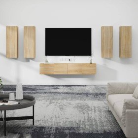 Set de muebles para TV 6 pzas madera contrachapada roble sonoma en Muebles TV | Comprar online en Foru.es