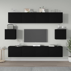 Set de muebles para TV 6 piezas madera contrachapada negro en Muebles TV | Comprar online en Foru.es