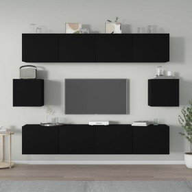 Set de muebles para TV 6 piezas madera contrachapada negro en Muebles TV | Comprar online en Foru.es