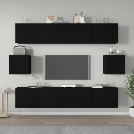 Set de muebles para TV 6 piezas madera contrachapada negro en Muebles TV | Comprar online en Foru.es