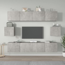 Set de muebles de TV 6 pzas madera contrachapada gris hormigón en Muebles TV | Comprar online en Foru.es