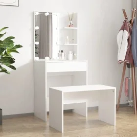 Juego de tocador con LED madera contrachapada blanco de vidaXL, Tocadores para dormitorios - Ref: Foro24-3114131, Precio: 114...