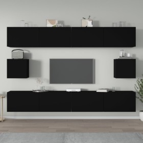 Set de muebles para TV 6 piezas madera contrachapada negro en Muebles TV | Comprar online en Foru.es