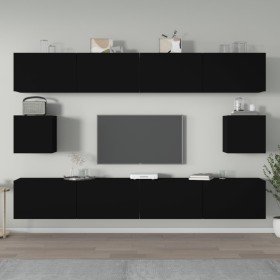 Set de muebles para TV 6 piezas madera contrachapada negro en Muebles TV | Comprar online en Foru.es