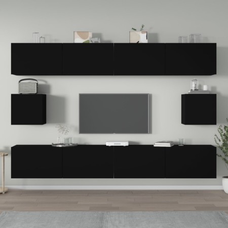 Set de muebles para TV 6 piezas madera contrachapada negro en Muebles TV | Comprar online en Foru.es