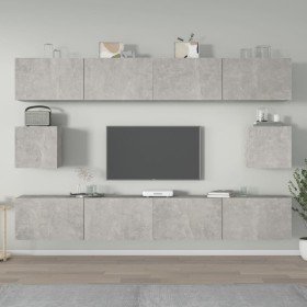 Set de muebles de TV 6 pzas madera contrachapada gris hormigón en Muebles TV | Comprar online en Foru.es