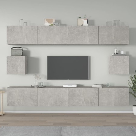 Set de muebles de TV 6 pzas madera contrachapada gris hormigón en Muebles TV | Comprar online en Foru.es
