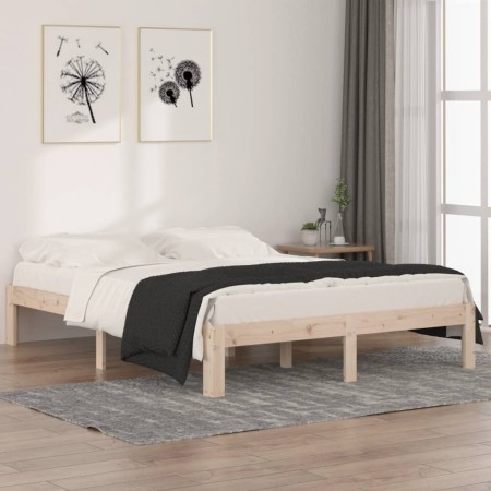 Estructura de cama madera maciza 150x200 cm de vidaXL, Camas y somieres - Ref: Foro24-810370, Precio: 99,20 €, Descuento: %