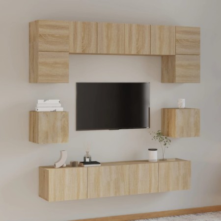 Set de muebles para TV 8 pzas madera contrachapada roble Sonoma en Muebles TV | Comprar online en Foru.es
