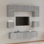 Set de muebles para TV 8 pzas madera contrachapada gris Sonoma en Muebles TV | Comprar online en Foru.es