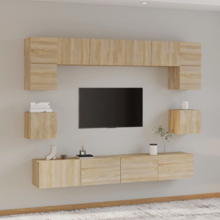 Set de muebles para TV 8 pzas madera contrachapada roble Sonoma en Muebles TV | Comprar online en Foru.es
