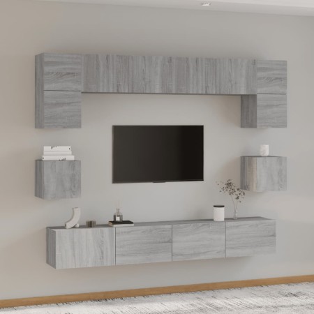 Set de muebles para TV 8 pzas madera contrachapada gris Sonoma en Muebles TV | Comprar online en Foru.es